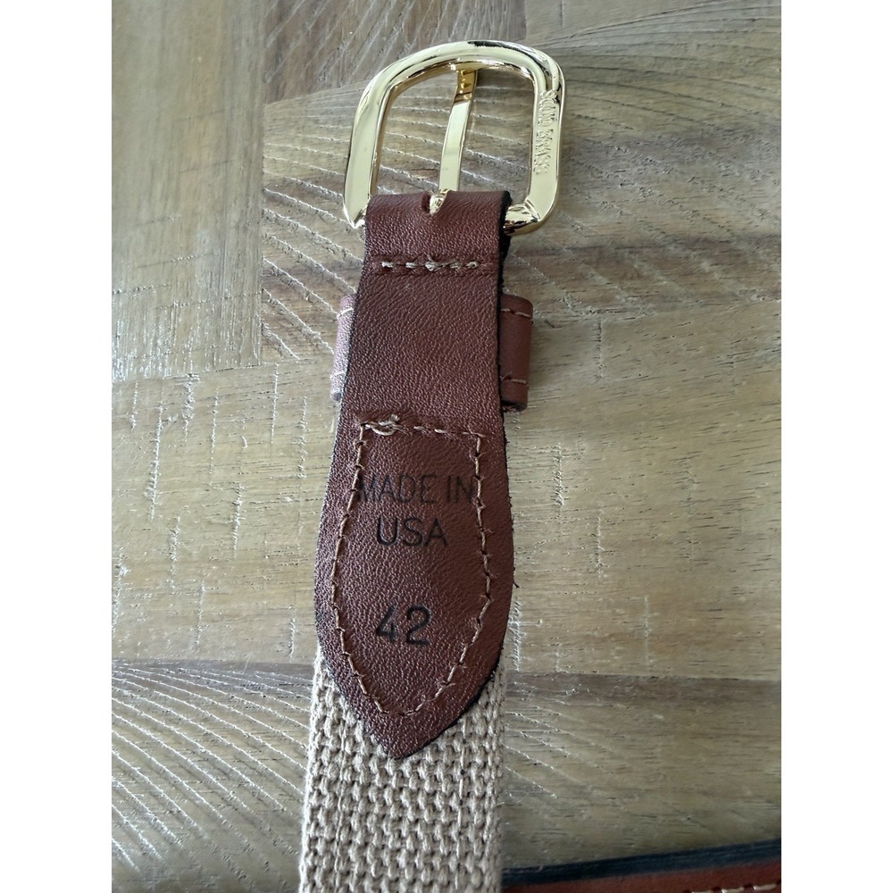 Mens Zeppro belt Swordfish Leather Woven Nautical Embroidered 42 USA Brass Zep - Picture 4 of 5